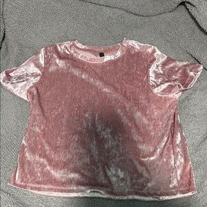 Velvet Short Sleeve Top in Pink